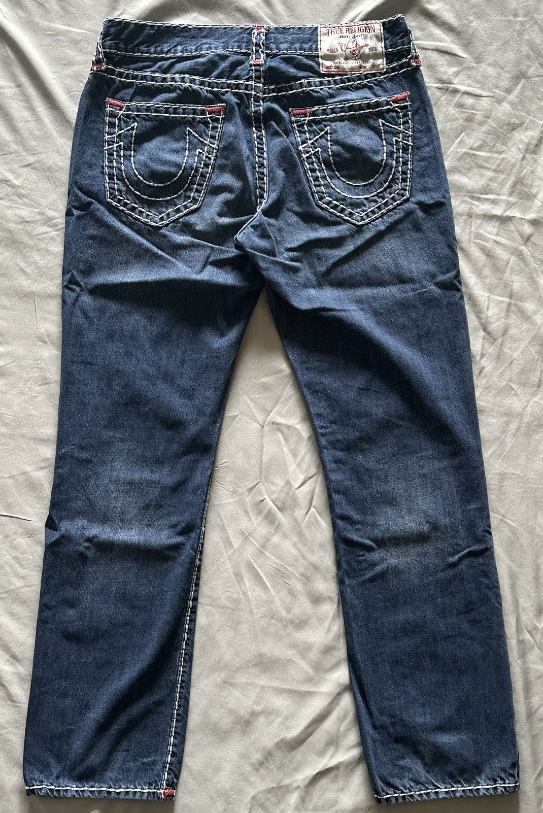 True Religion × Vintage True religion Washed Denim, White & Red Contrast Stitch Size US 34 / EU 50 - 4 Thumbnail