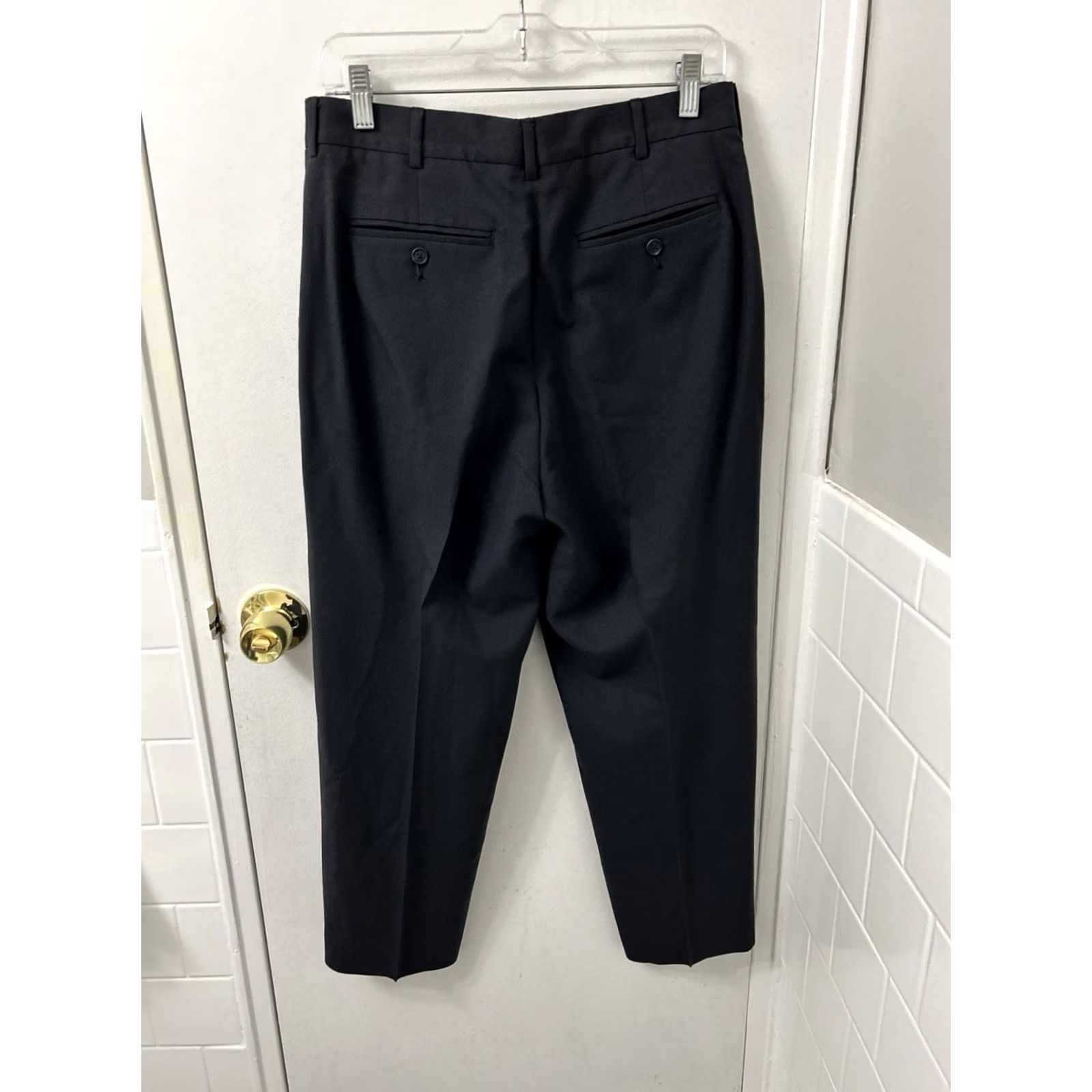 Lands' End Lands' End Dress Pants Mens Regular 30x26 Navy 100% Wool Flat Front Trousers Dress Pants Size US 30 / EU 46 - 6 Thumbnail