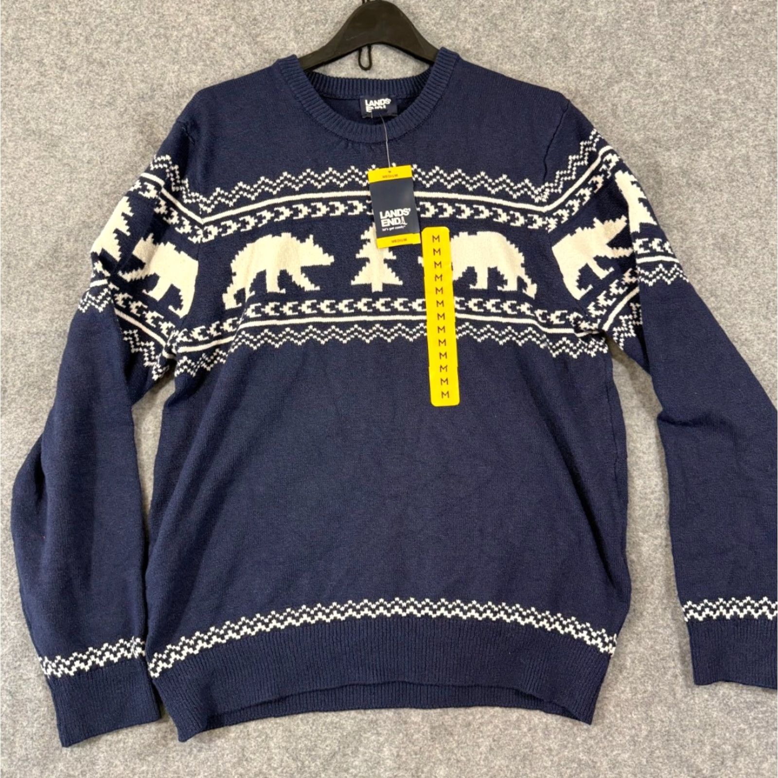 Lands' End Lands' End Sweater Mens M Blue Fair Isle Stretch Polar Bear Pullover NWT Size US M / EU 48-50 / 2 - 2 Thumbnail