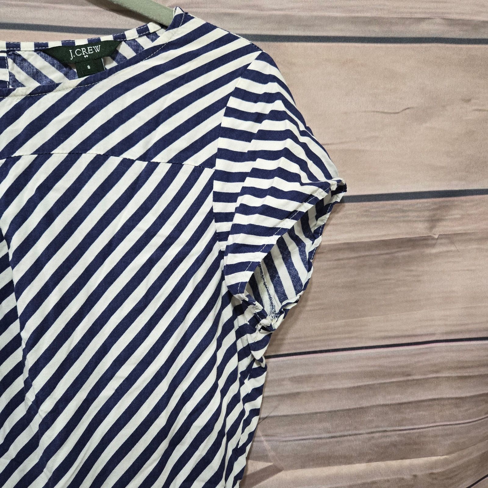 J.Crew J. Crew Blue Striped Cinch Women's A-Line Mini Dress Size 8 Size M / US 6-8 / IT 42-44 - 5 Thumbnail