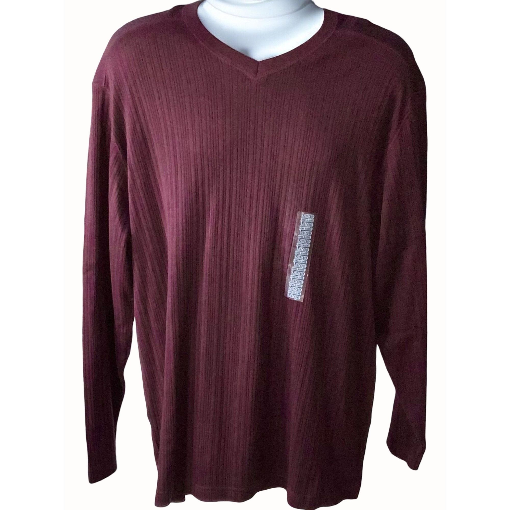 Fieldmaster Fieldmaster Melange Mens NEW Large Burgundy Ribbed VNeck Size US L / EU 52-54 / 3 - 1 Thumbnail