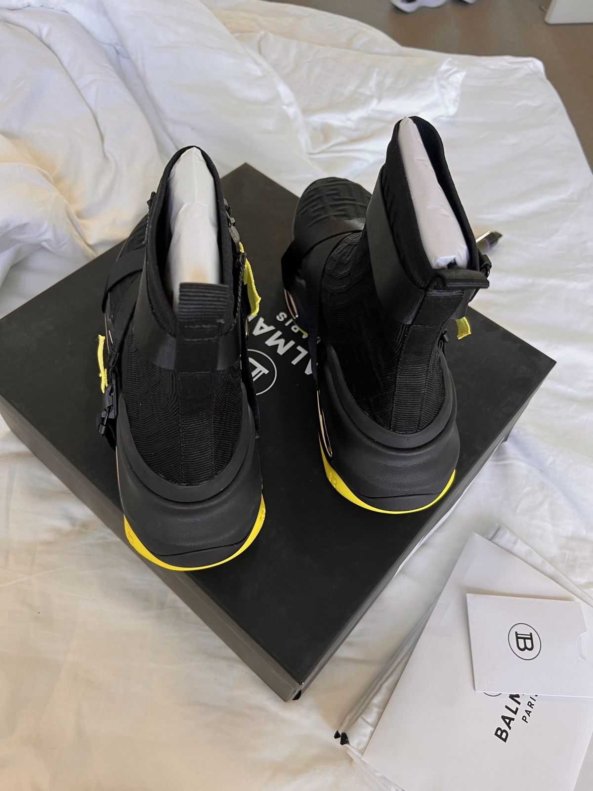 Balmain B-Bold high-top Sock Sneakers 42 Black/Neon Yellow Size US 9 / EU 42 - 6 Thumbnail