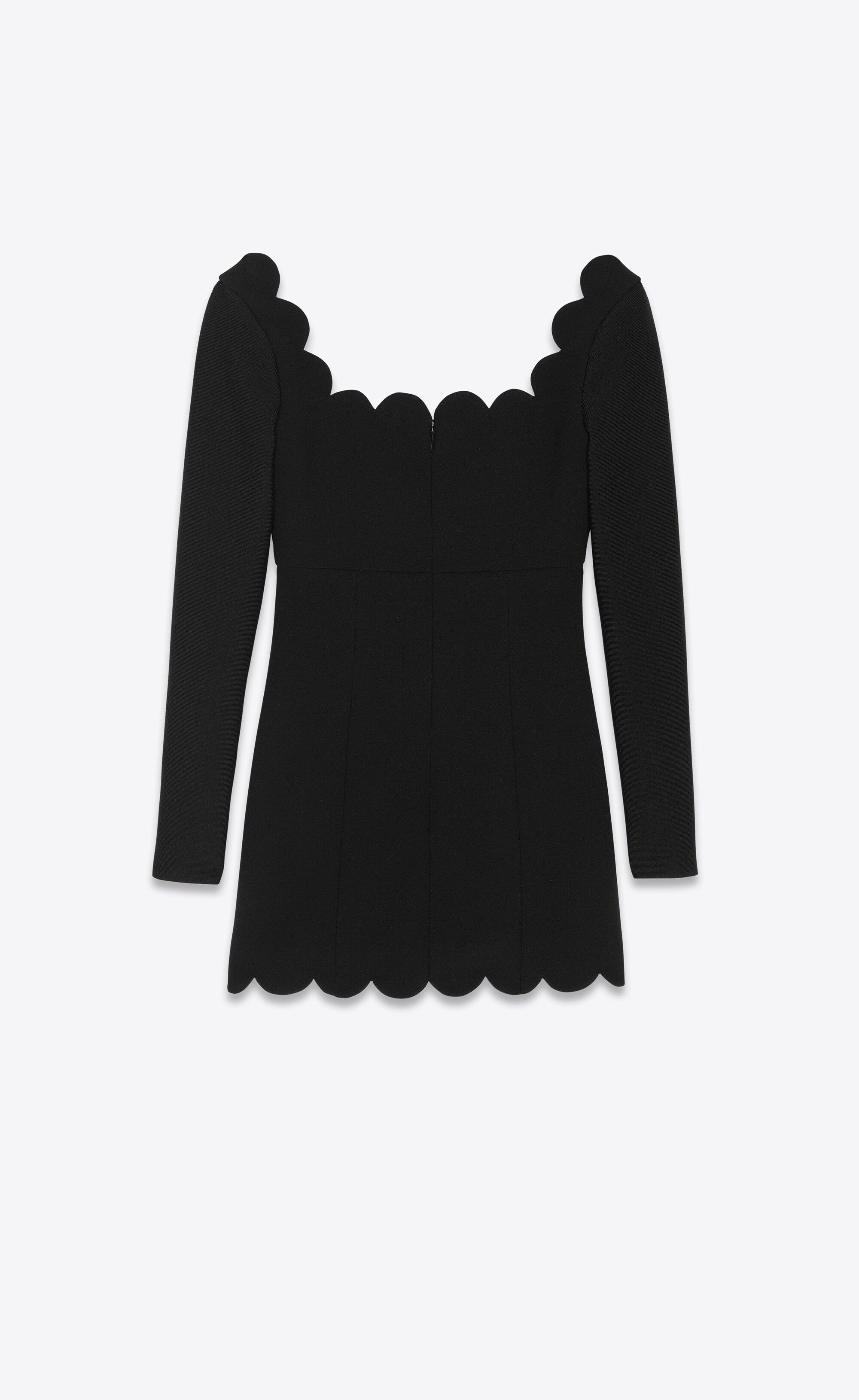 Saint Laurent Paris o1s1wg111224 Short Cut-out Dress In Double Sablé in Black Size M / US 6-8 / IT 42-44 - 2 Thumbnail