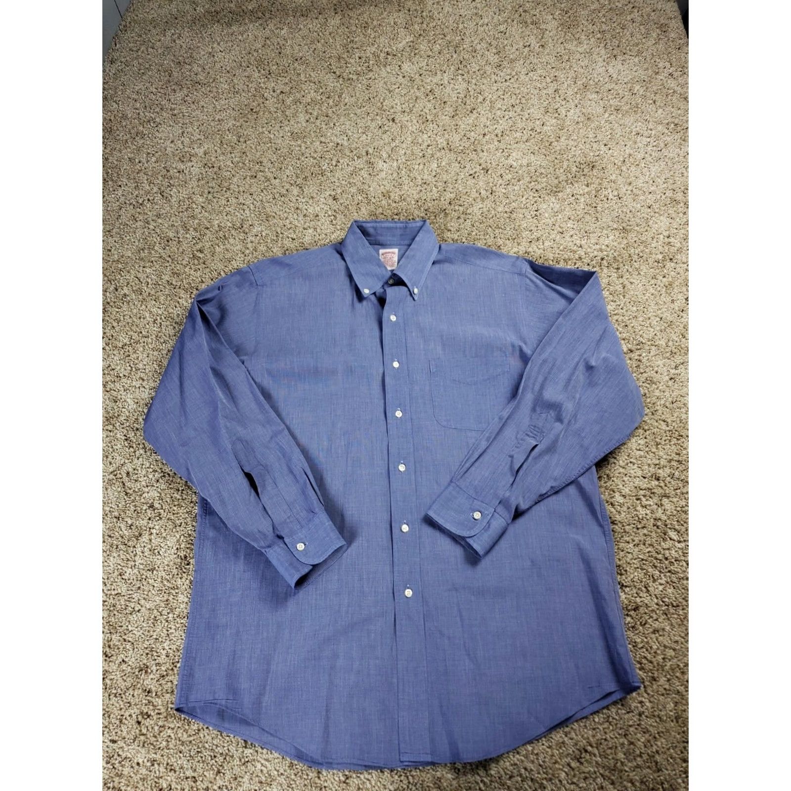 Brooks Brothers Brooks Brothers Dress Shirt 15.5-3 Mens Blue Button Down Long Sleeve Cotton Shirt Size 42R - 2 Thumbnail