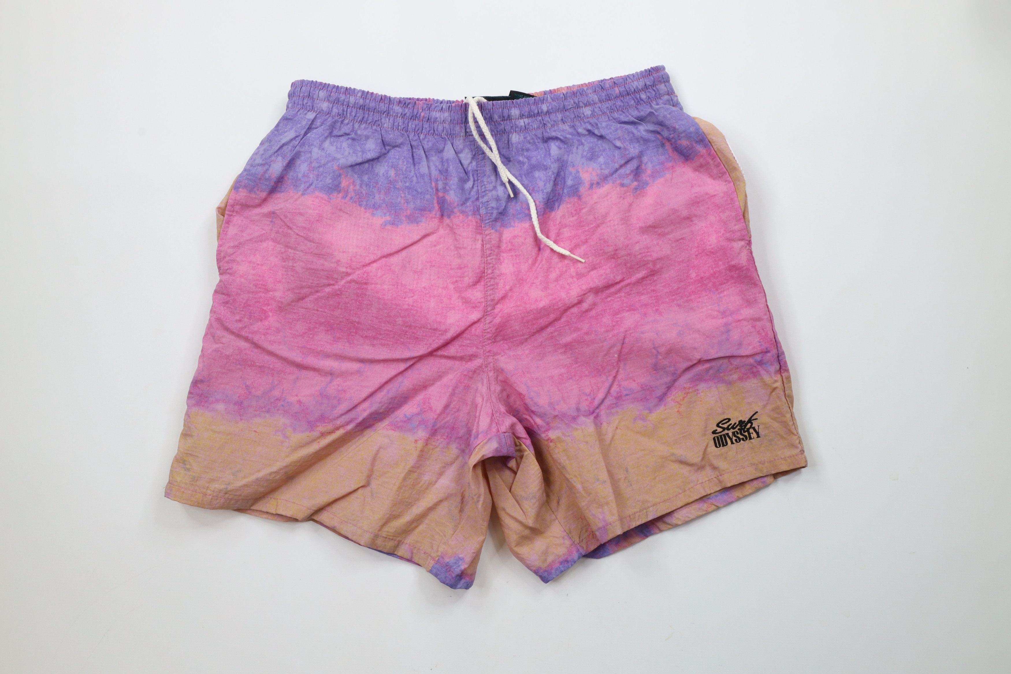 Vintage Vintage 90s Streetwear Wash Tie Dye Lined Beach Swim Shorts Size US 32 / EU 48 - 1 Thumbnail