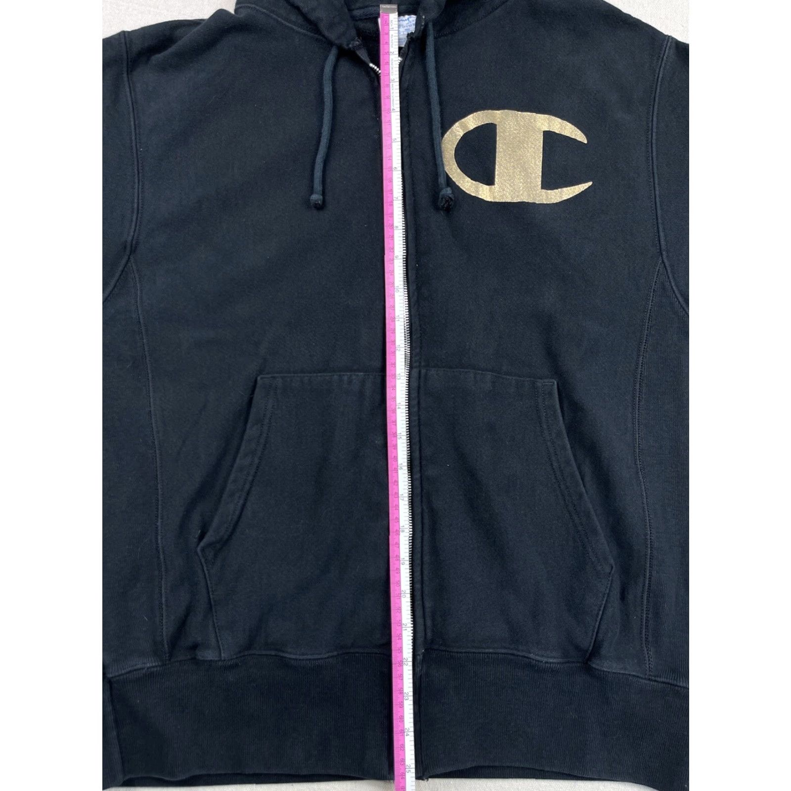 Champion Champion Full ZIP Hoodie Mens M Reverse Weave Logo Black Zip Jacket Spell Out Script Size US M / EU 48-50 / 2 - 6 Thumbnail