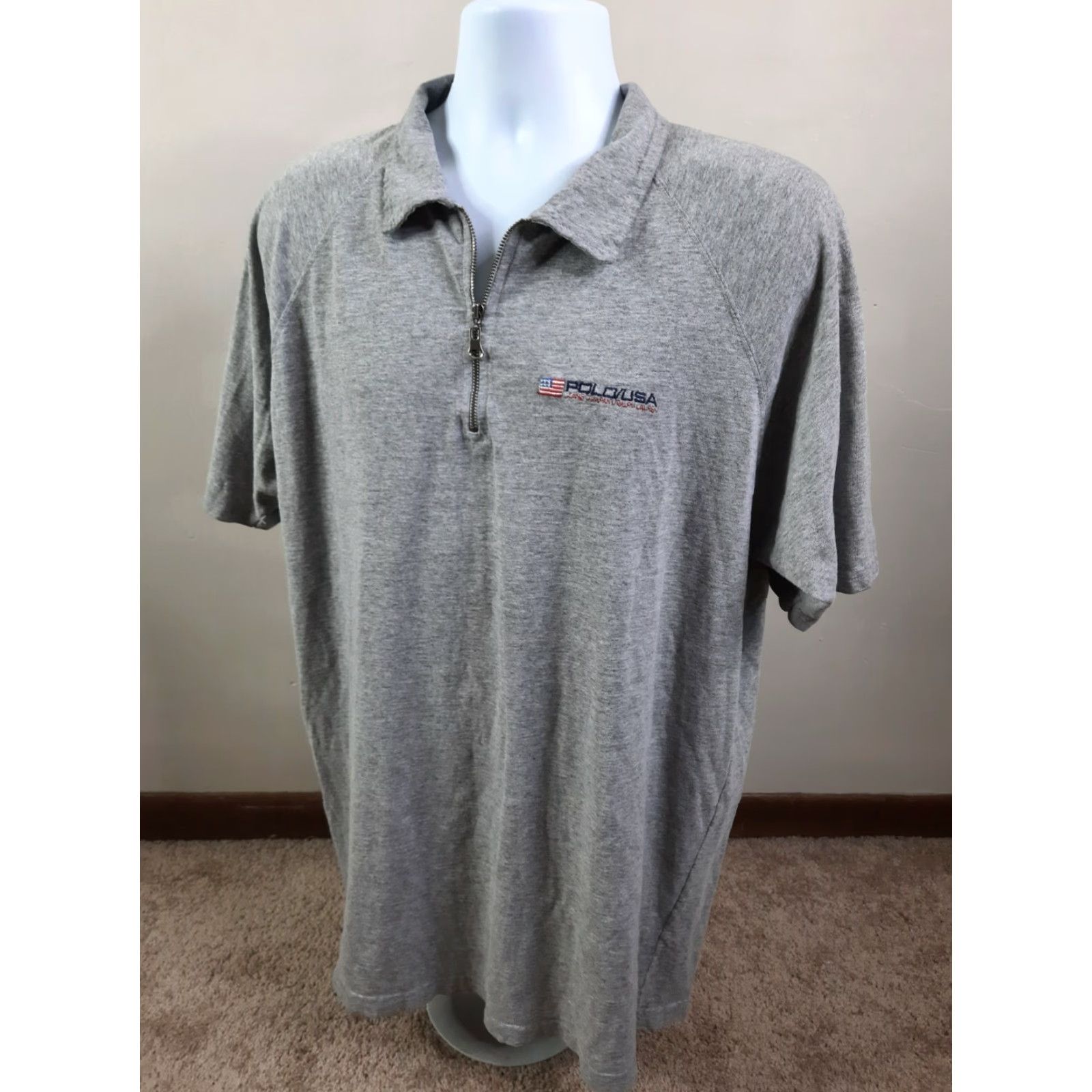 Vintage VINTAGE Polo Jeans Ralph Lauren Co. Men’s XL Polo T Shirt USA Flag 1/4 Zip S2S Size US XL / EU 56 / 4 - 6 Thumbnail
