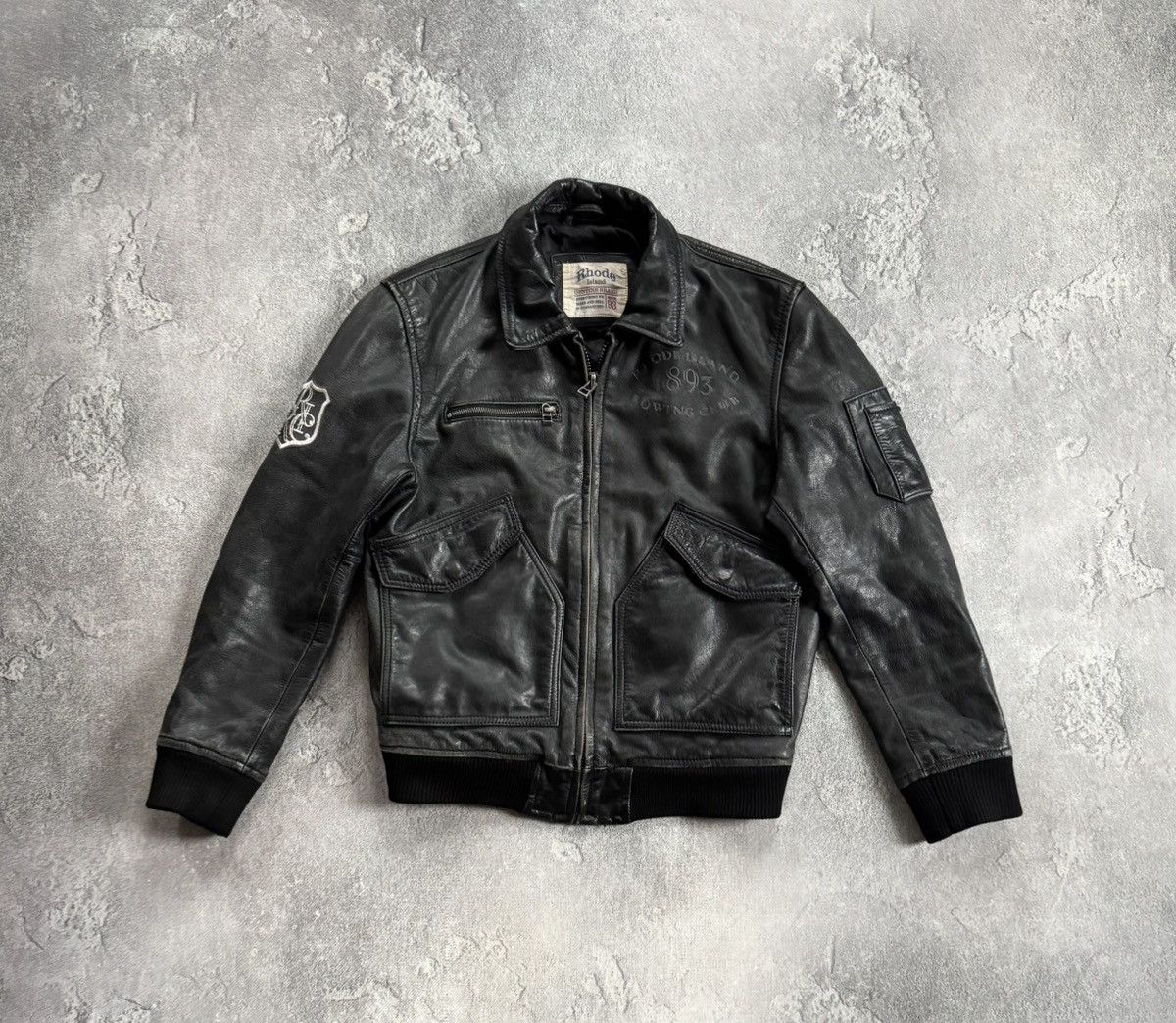 Genuine Leather Rhode Island S/size leather aviator bomber zip jacket pilot Size US S / EU 44-46 / 1 - 6 Thumbnail