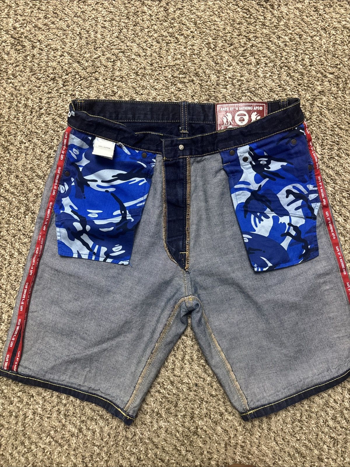 Aape Aape by a Bathing Ape blue camo denim Short embroidered Size US 36 / EU 52 - 5 Thumbnail
