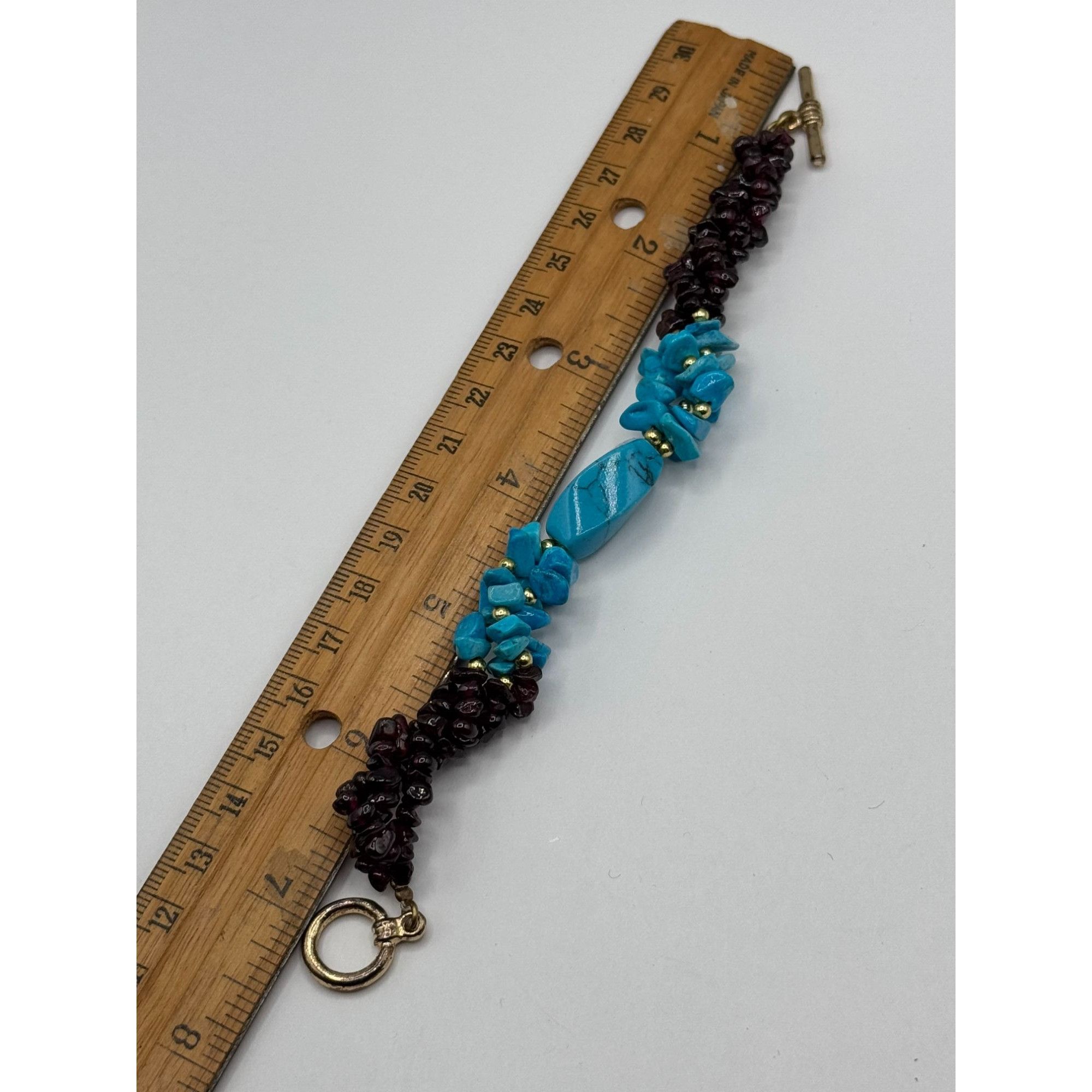 Vintage Vintage turquoise garnet gemstone beaded bracelet Size ONE SIZE - 6 Thumbnail