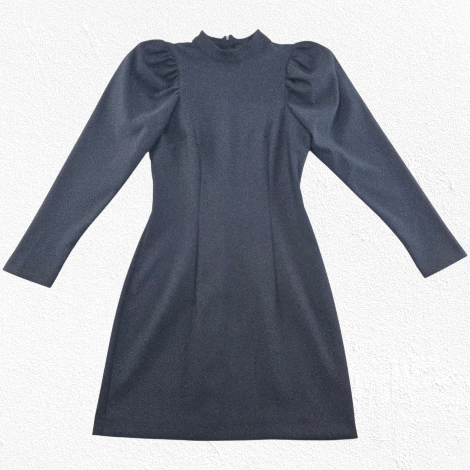 Zara Black Puff Shoulder Long Sleeve Mini Dress Size XS