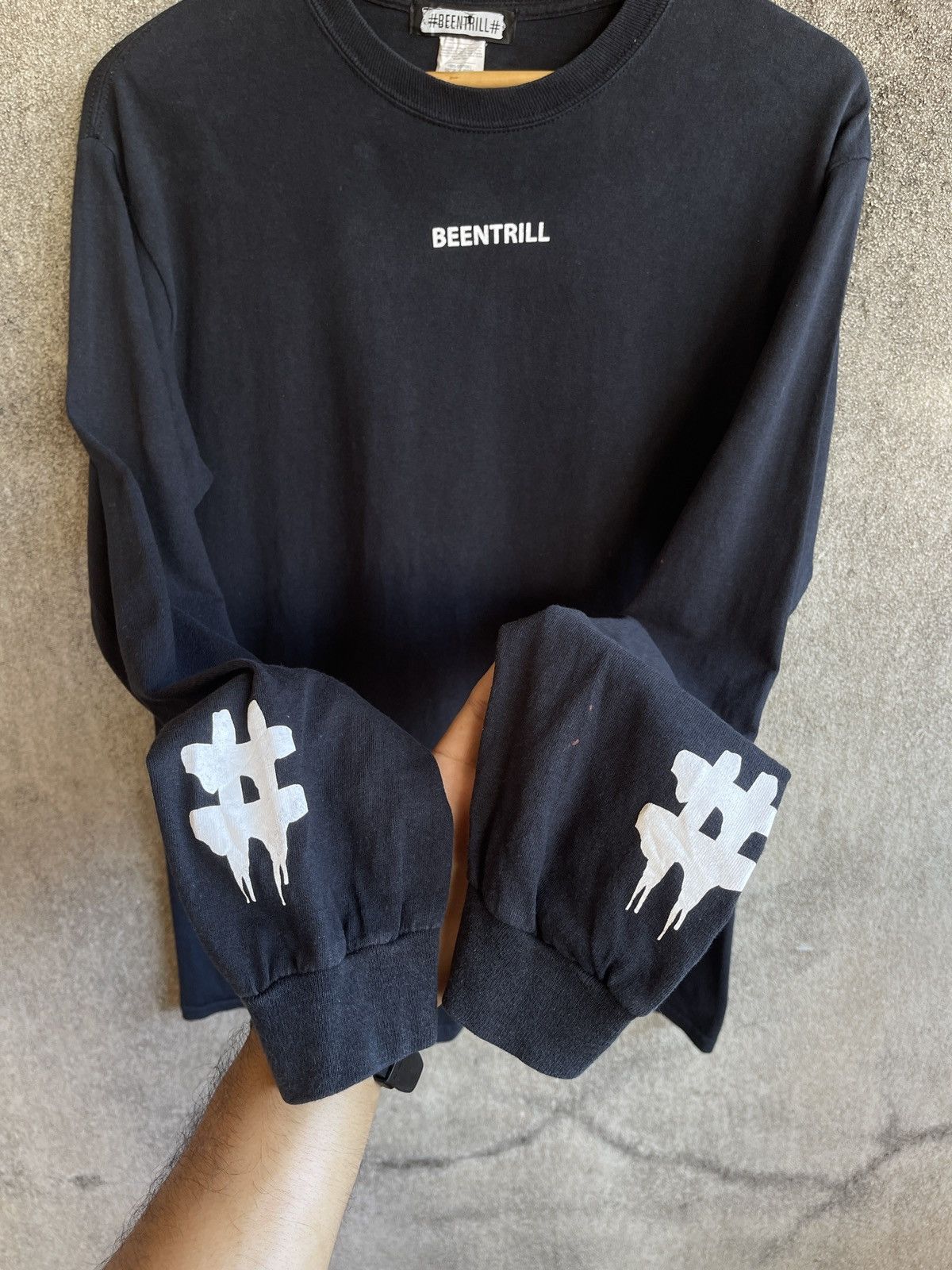 Been Trill × Hood By Air CenterLogo🔥BEEN TRILL SSUR🔥Sun Faded Black Long Sleeve Tee Size US M / EU 48-50 / 2 - 4 Thumbnail