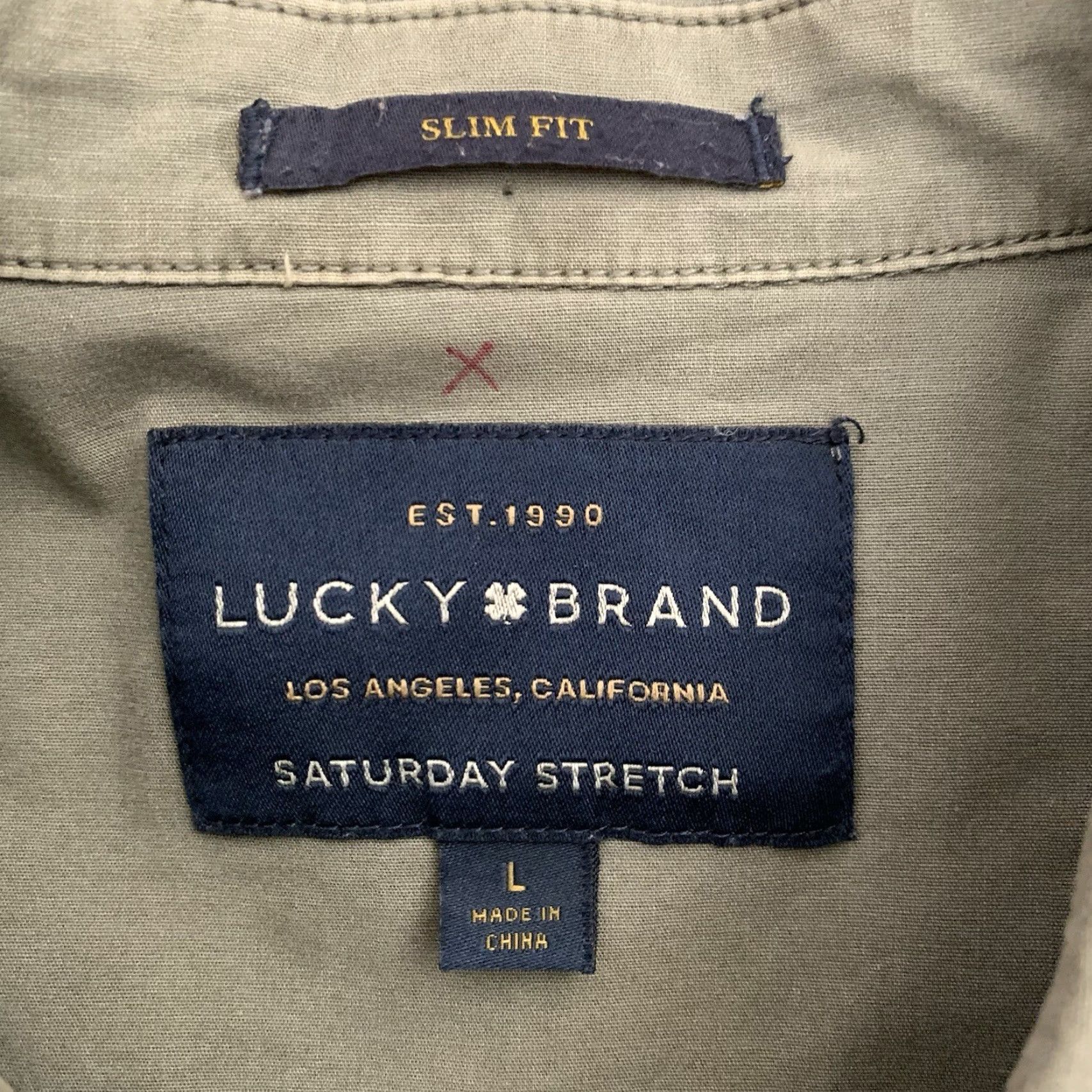 Lucky Brand LUCKY Brand Shirt Mens Large Green Slim Fit Saturday Stretch Casual Button Up Size US L / EU 52-54 / 3 - 2 Thumbnail