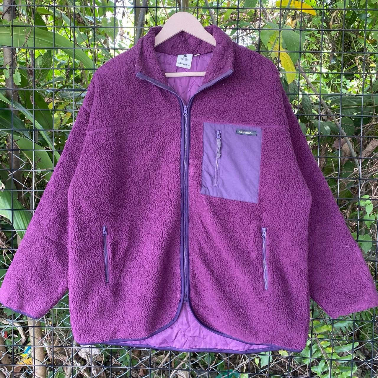 Japanese Brand × Purple Vtg Deep Pile Fleece Zipper Jacket Size US L / EU 52-54 / 3 - 2 Thumbnail