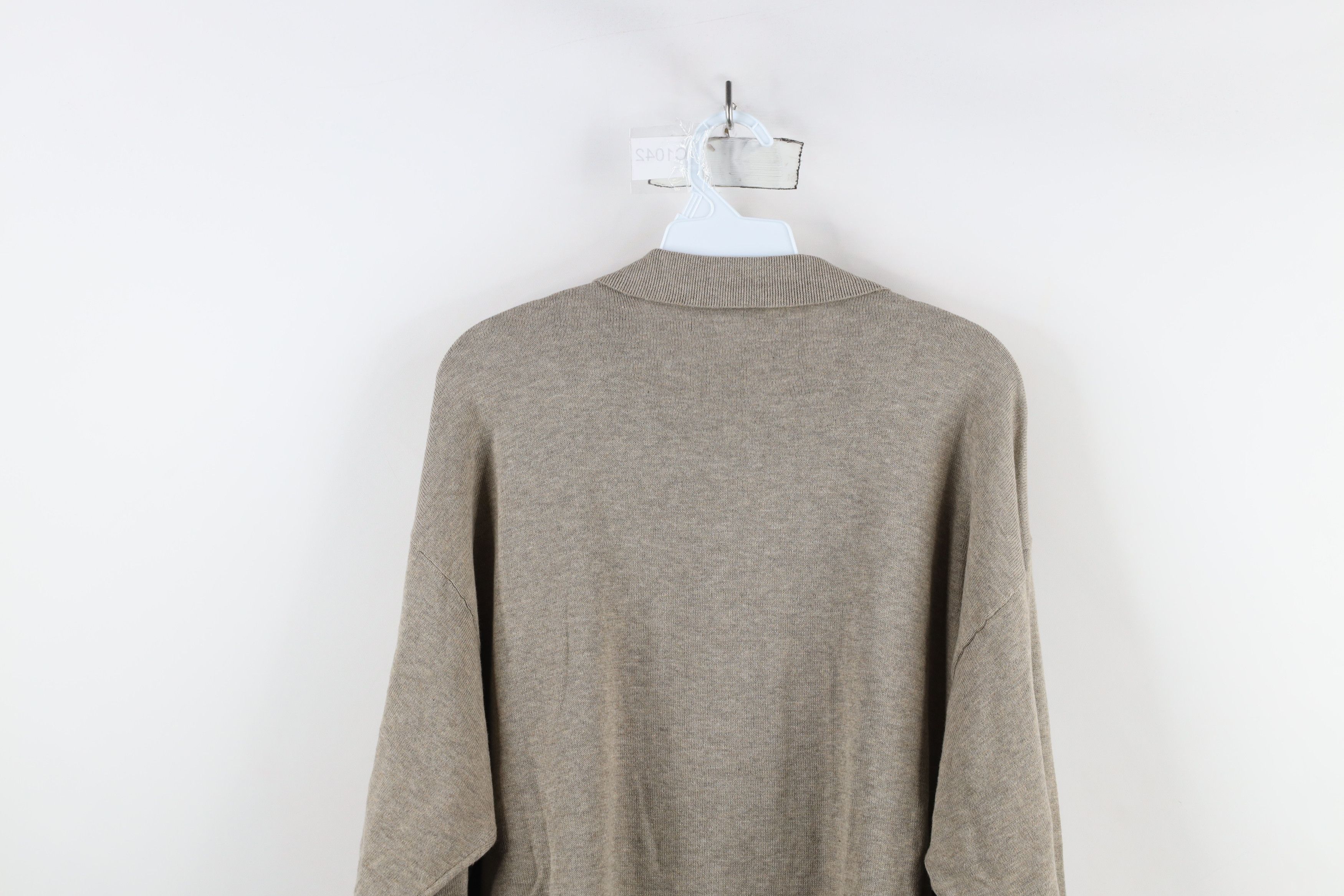 Vintage Vintage 90s Streetwear Diamond Knit Collared Polo Beige Size US XXL / EU 58 / 5 - 9 Thumbnail