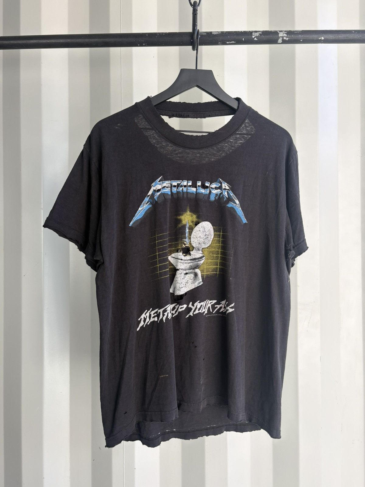 Thrashed Metallica Metal Up Your Ass Faded Shirt GRUNGE