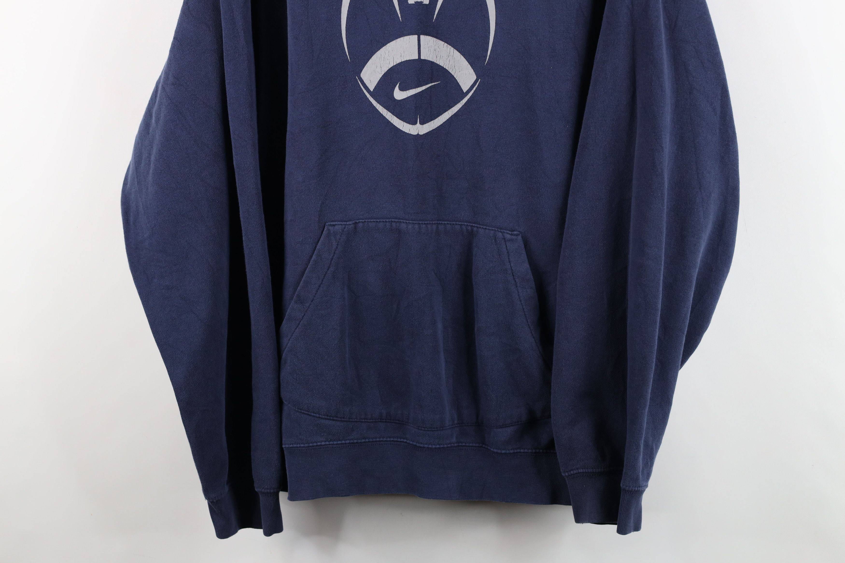 Nike × Vintage Vintage Nike Football Travis Scott Center Swoosh Hoodie Blue Size US L / EU 52-54 / 3 - 3 Thumbnail