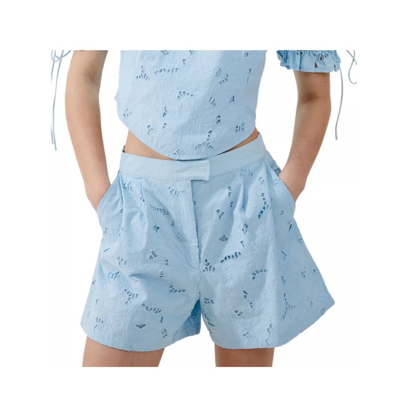 French Connection NWT New French Connection Rhodes Embroidered Cotton Blue Sh Size 34" / US 12 / IT 48 - 1 Thumbnail