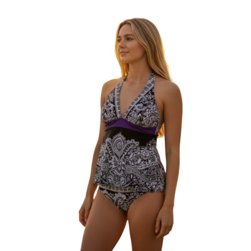Athleta Athleta Paisley Bikini Bottom Black White Purple Small Size S / US 4 / IT 40 - 1 Thumbnail