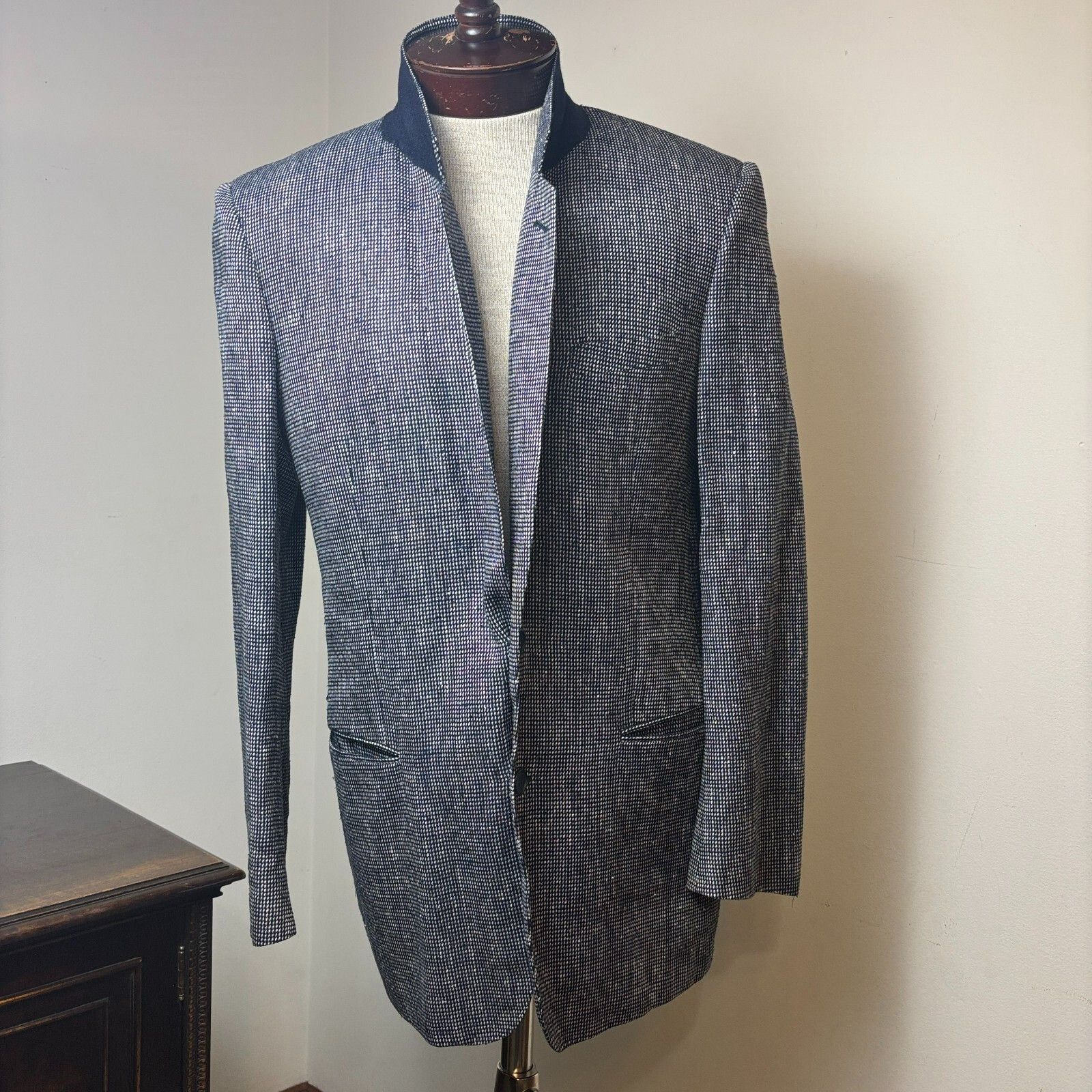 Other Louis Raphael Men's 37-38R Sport Coat Blazer Black White Sil Size 38R - 7 Thumbnail