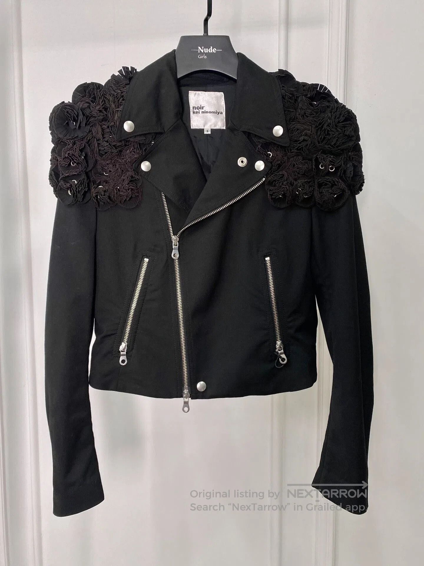 Noir Kei Ninomiya Floral Embellished Black Jacket. Size US S / EU 44-46 / 1 - 3 Thumbnail