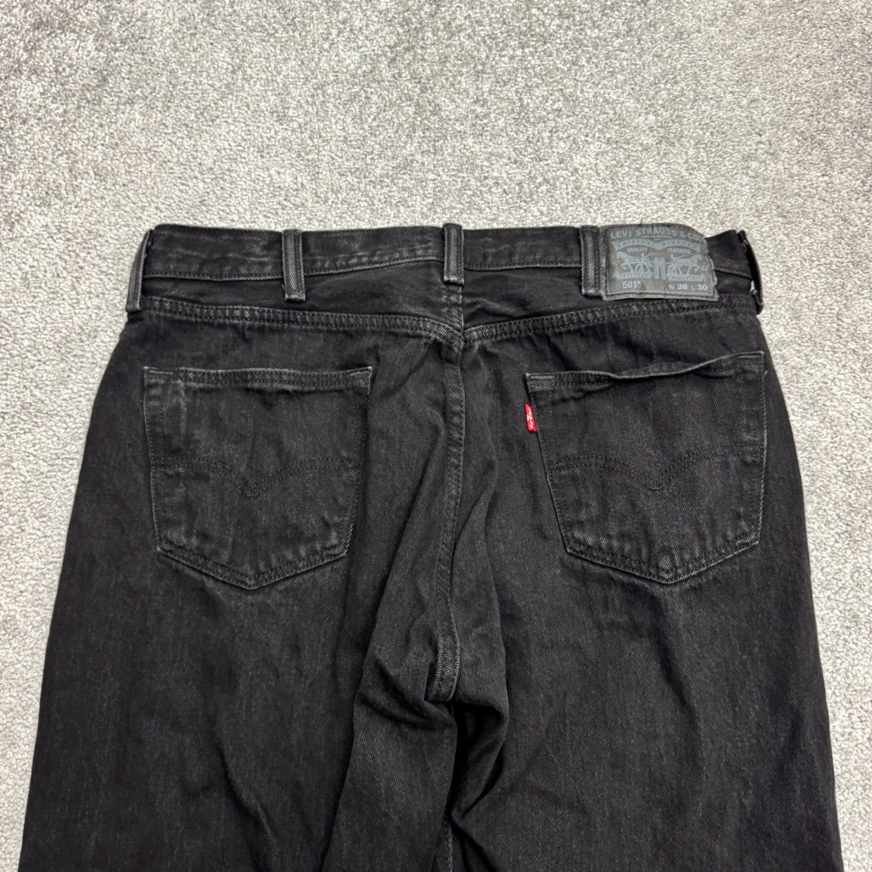 Levi's Levi's 501 Straight Jeans Mens 38x30 Black Cotton Denim Button Fly Casual Streetwear Regular 5-Pocket Size US 38 / EU 54 - 5 Thumbnail