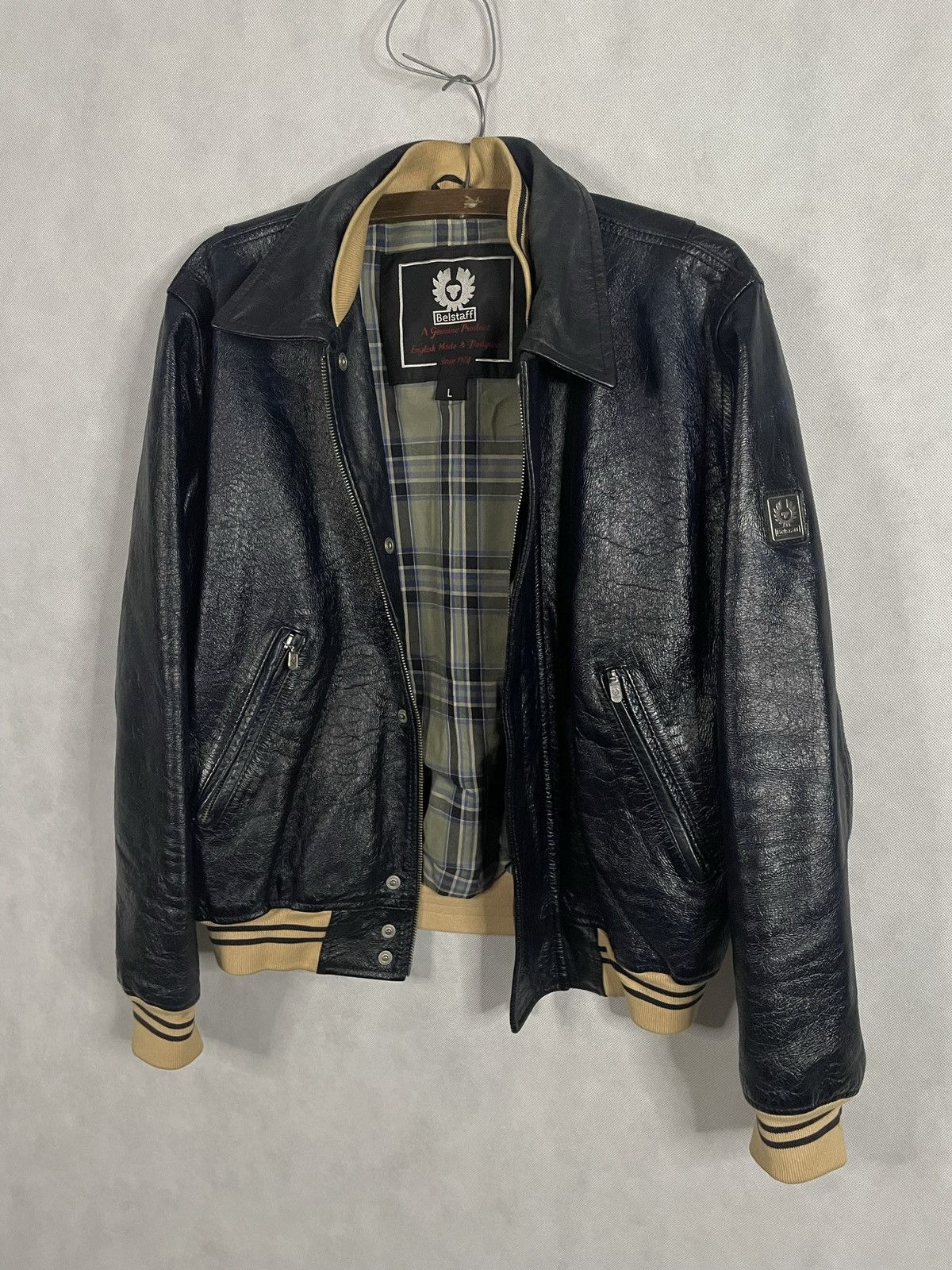 Belstaff × Japanese Brand × Vintage Navy Vintage Y2k 90s Leather Jacket Belstaff UK American USA Size US M / EU 48-50 / 2 - 2 Thumbnail