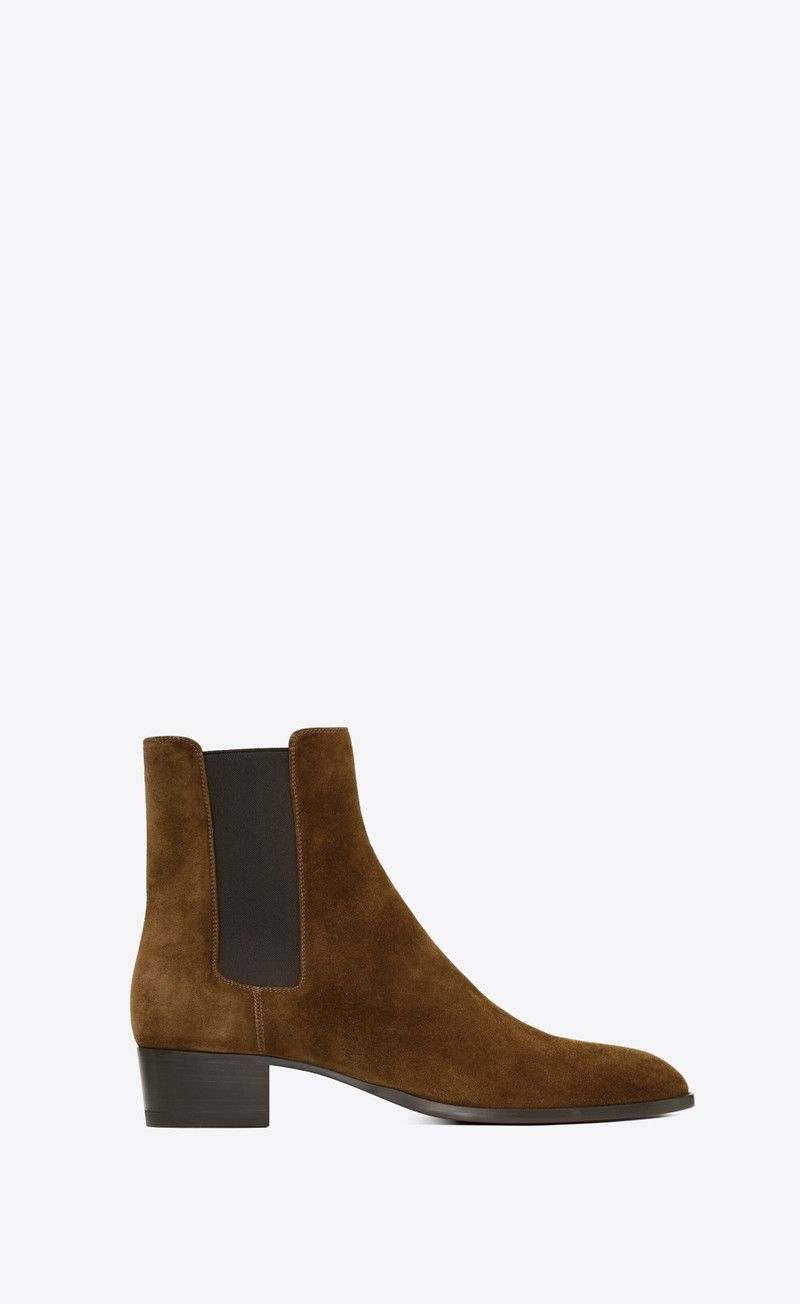 Saint Laurent Paris oc11z0126 634194 Wyatt Chelsea Boots in Suede in Brown Size US 10 / EU 43 - 1 Thumbnail