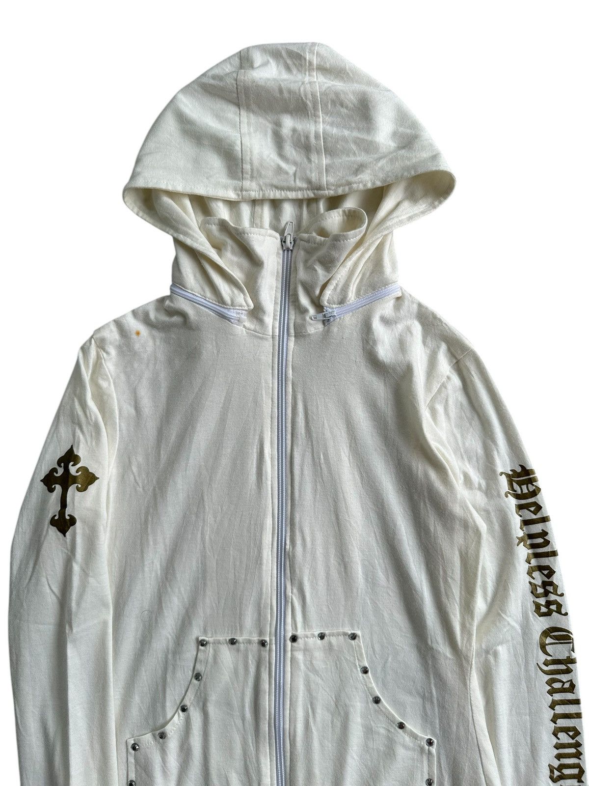 20471120 2000s STUDDED GLITTER CROSS POEM ZIP HOODIE Size XS / US 0-2 / IT 36-38 - 4 Thumbnail