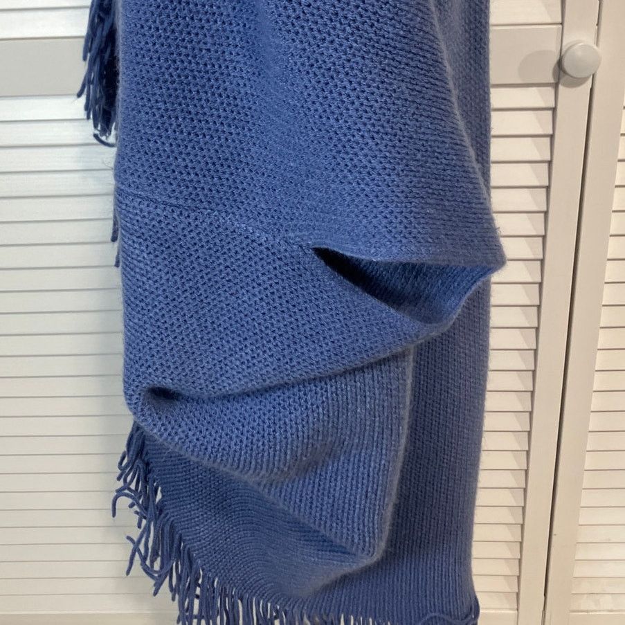Other Periwinkle Blue Boho Long Fringe Wrap Poncho Women One Size Size ONE SIZE - 3 Thumbnail