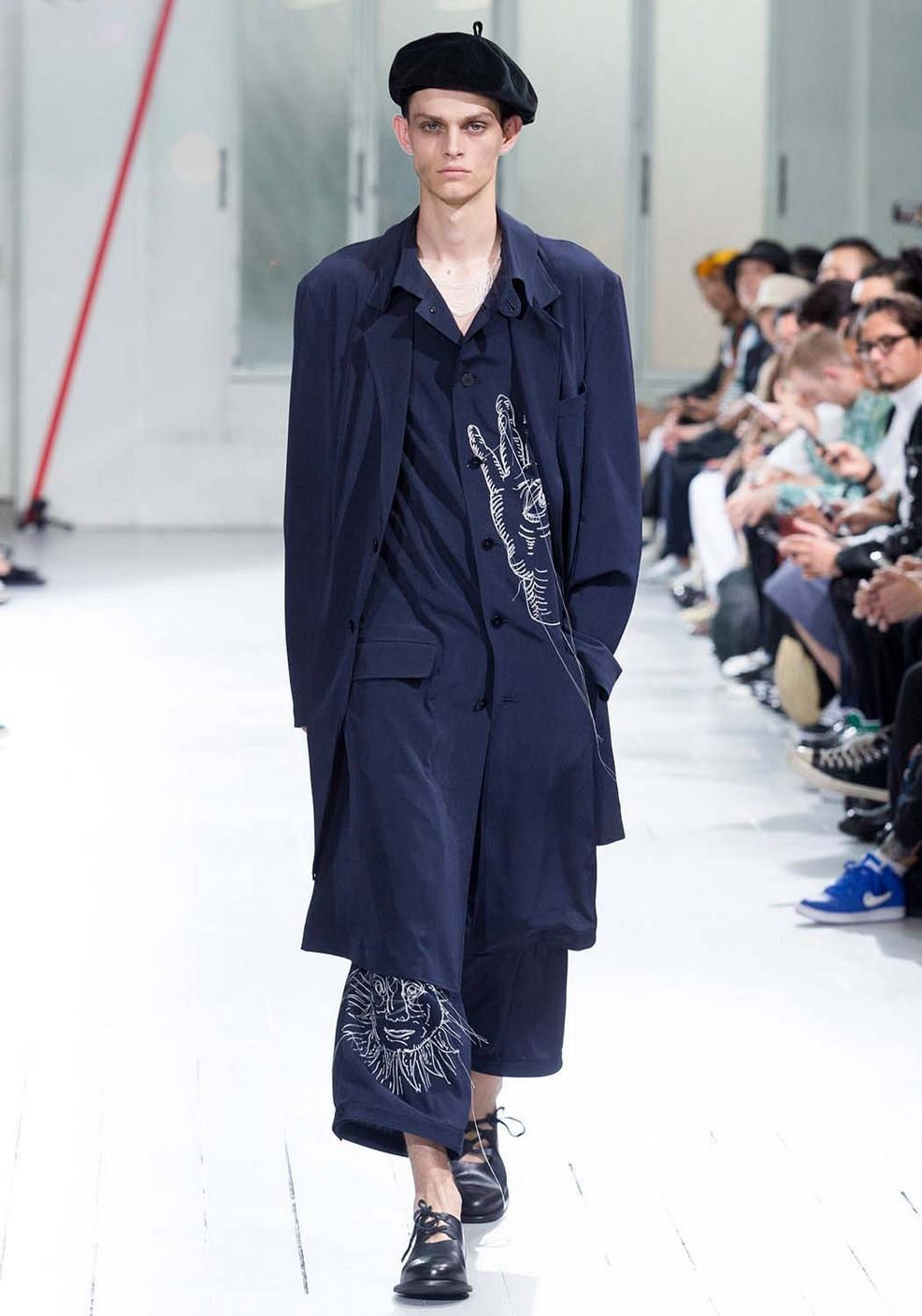 Yohji Yamamoto 20SS Sun Embroidery Tuck Pants (HN-P43-503) Size US 32 / EU 48 - 2 Thumbnail
