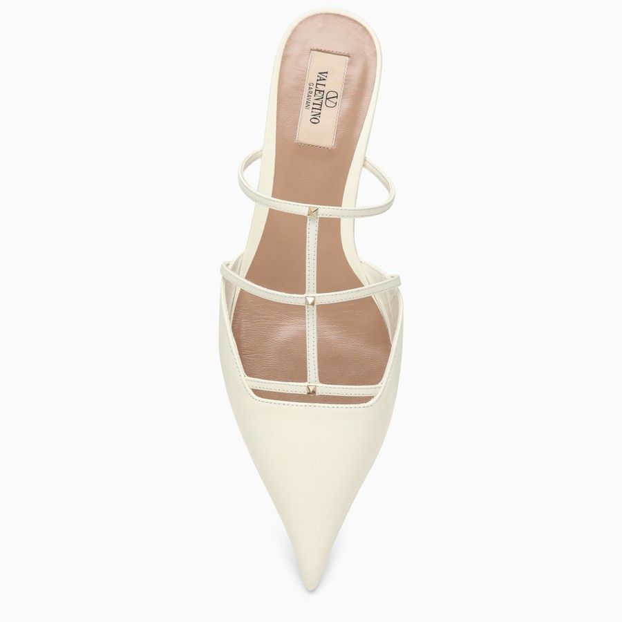 Valentino o1d2blof1024 Leather Mules in Ivory Size US 7 / IT 37 - 3 Thumbnail