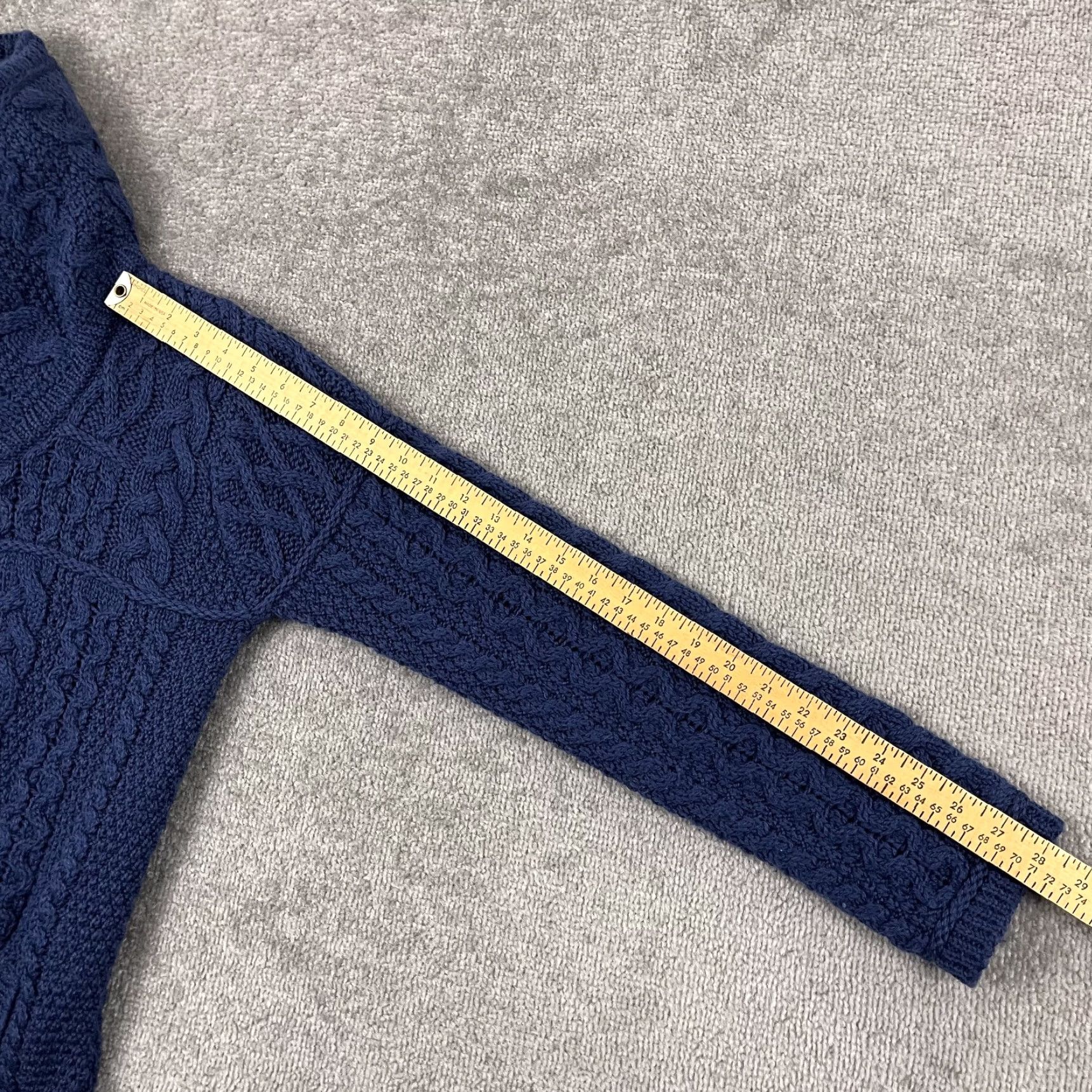 Vintage ARAN MOR Sweater Womens Small Blue Merino Wool High Neck Full Zip Cable Knit Classic Size S / US 4 / IT 40 - 6 Thumbnail