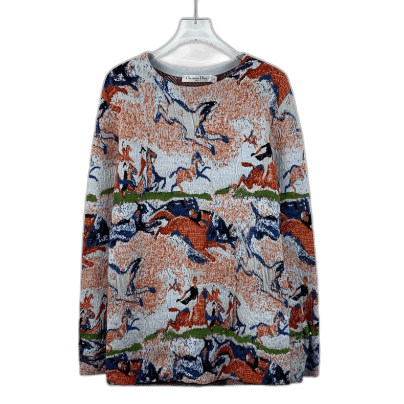 Colorful Christian Dior Knit Long Sleeve Sweater Menswear
