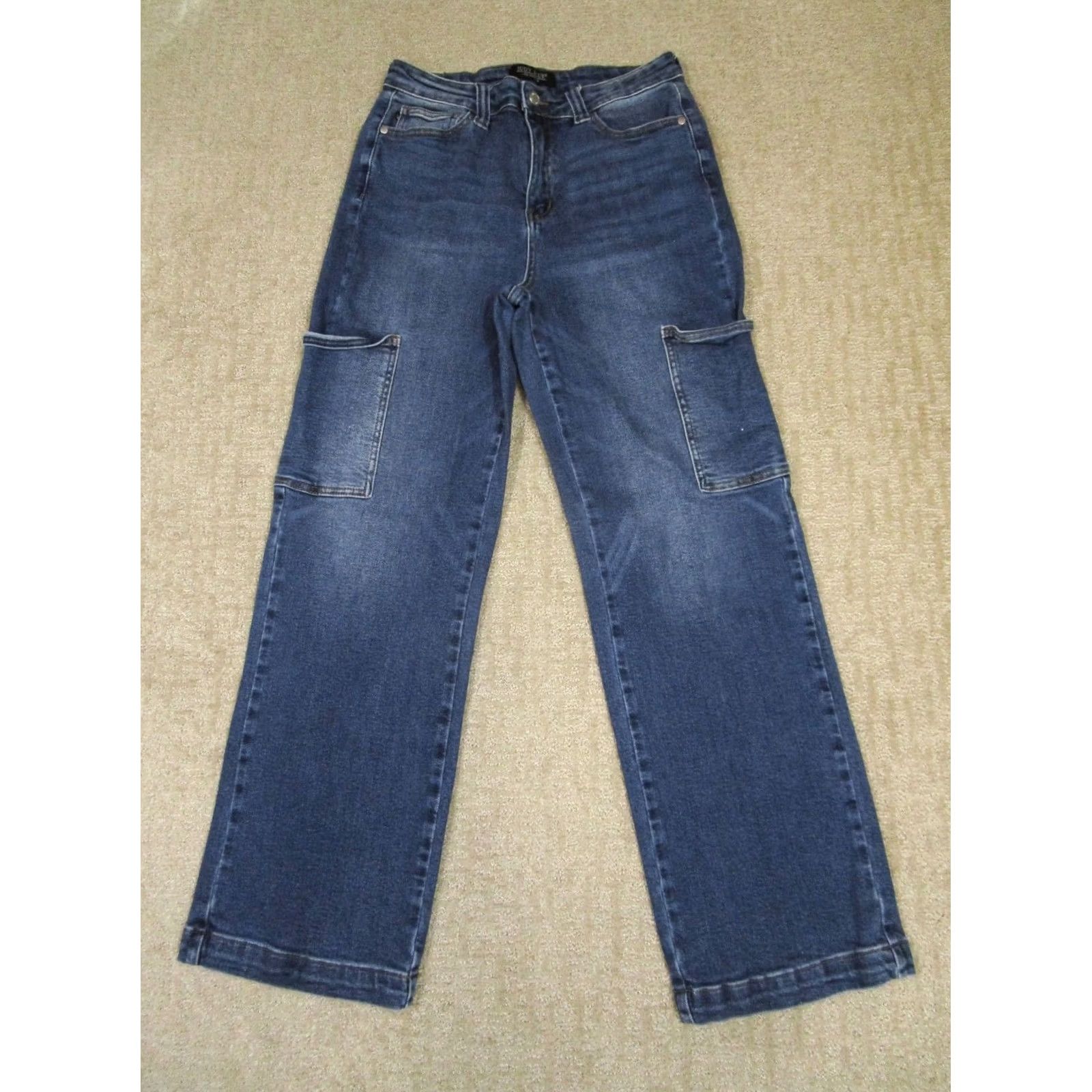 Vintage Judy Blue Jeans Women 30 Blue High Rise Cargo Baggy Skater Pants Dark Wash Denim Size 30" / US 8 / IT 44 - 2 Thumbnail