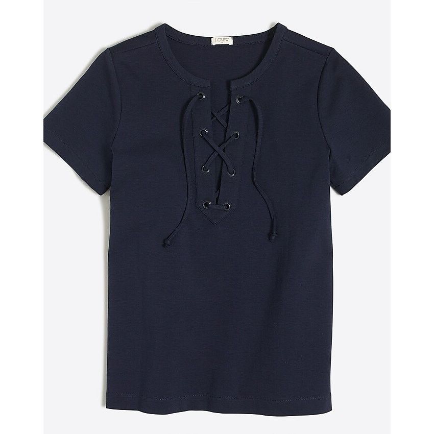 J.Crew J Crew Lace Up Boxy Tee Ivory Off White Short Sleeve XS Size XS / US 0-2 / IT 36-38 - 8 Thumbnail
