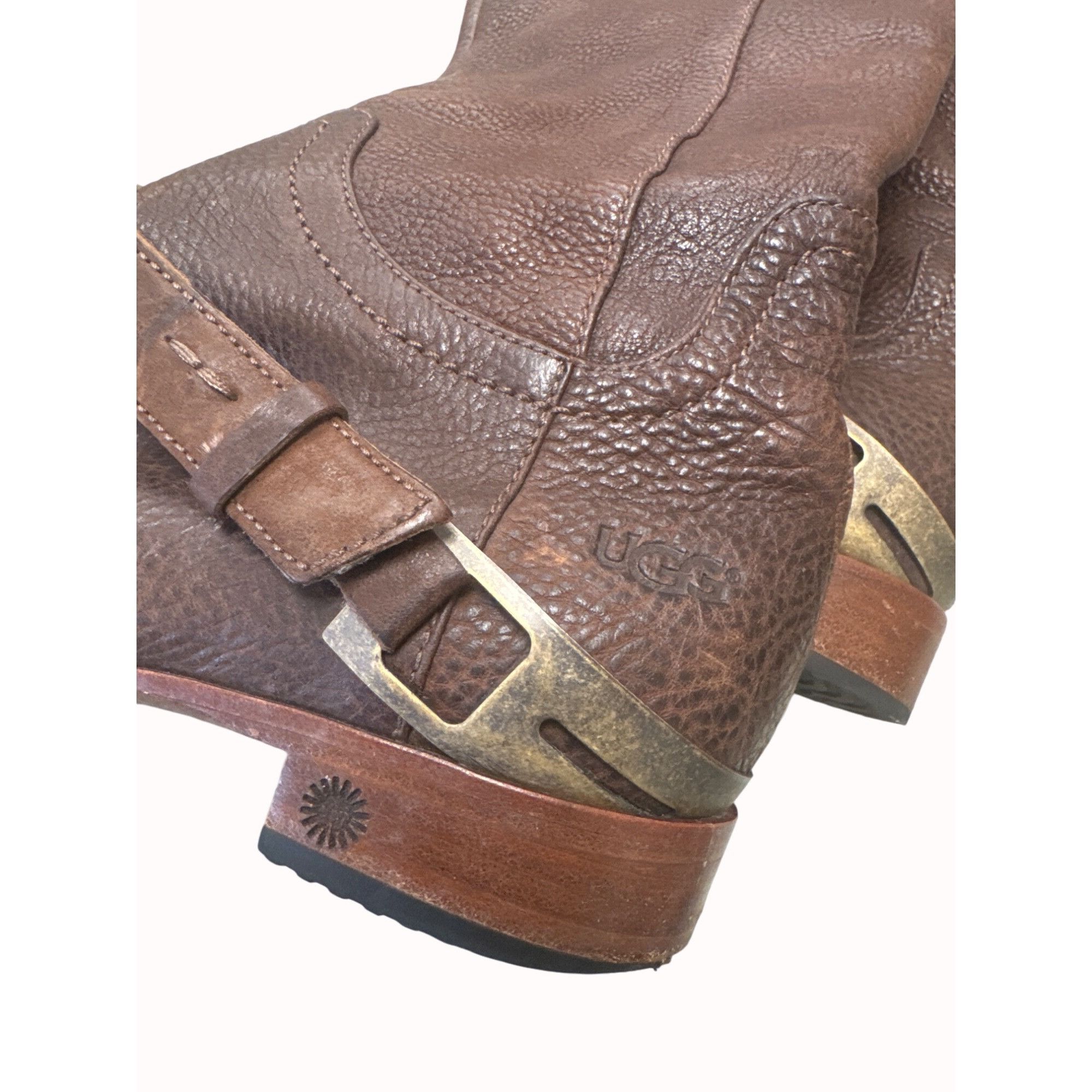 Ugg UGG women’s leather sheepskin brown mid calf boots shoes siz Size US 6 / IT 36 - 7 Thumbnail