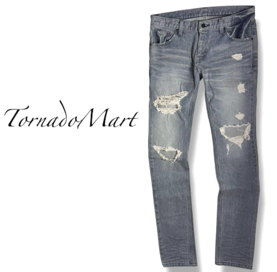 Tornado Mart Tornado Mart Distressed Grey Denim Size US 31 - 1 Thumbnail