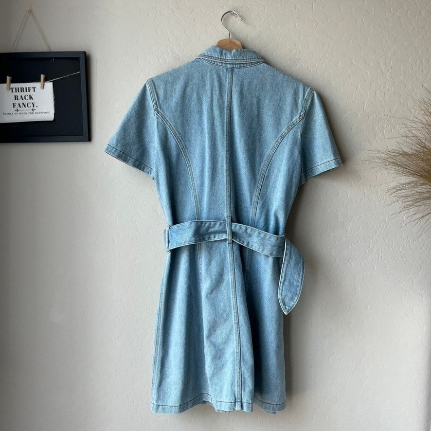 Nanushka Nanushka Dress Denim Short Sleeve 80s Wash Blue Belted M Size M / US 6-8 / IT 42-44 - 9 Thumbnail