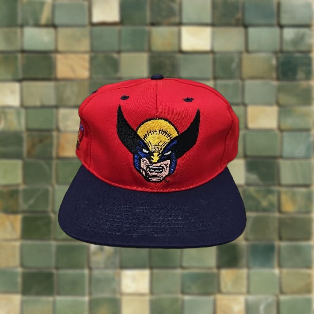 American Needle VINTAGE American Needle Snapback Hat Wolverine Marvel Comics Blockhead Hat Men Adjustable Red Navy Yellow White Canvas 90s Size ONE SIZE - 1 Thumbnail