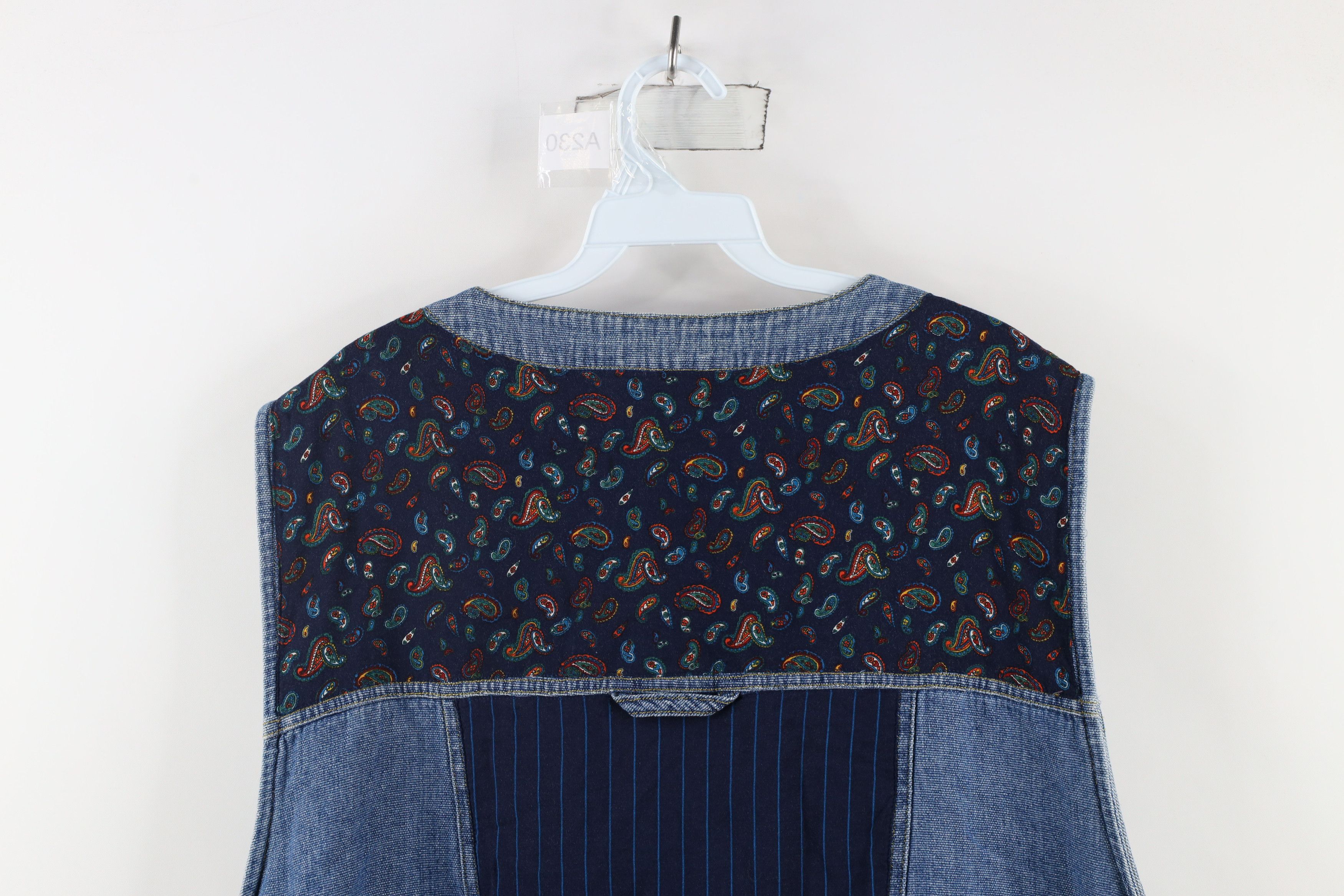 Vintage Vintage 90s Streetwear Patchwork Denim Button Vest Jacket Size 4XL / US 24-26 - 13 Thumbnail