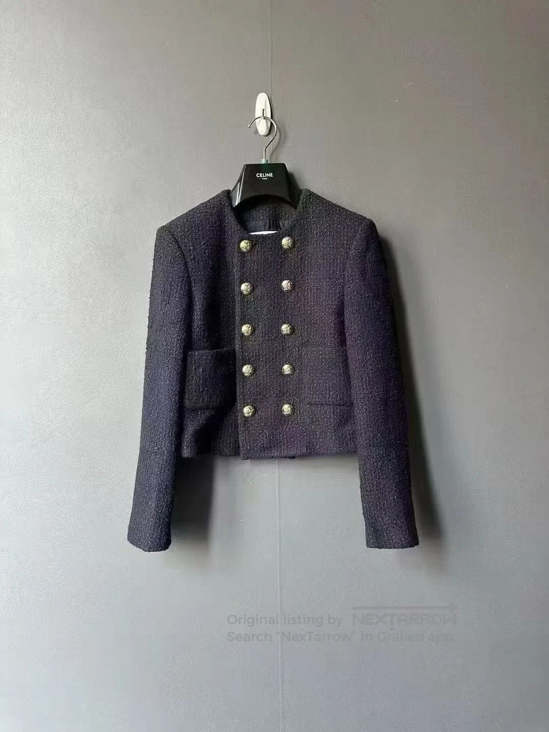 Celine Celine Double-Breasted Tweed Coat. Size XXS / US 00 / IT 34 - 1 Thumbnail
