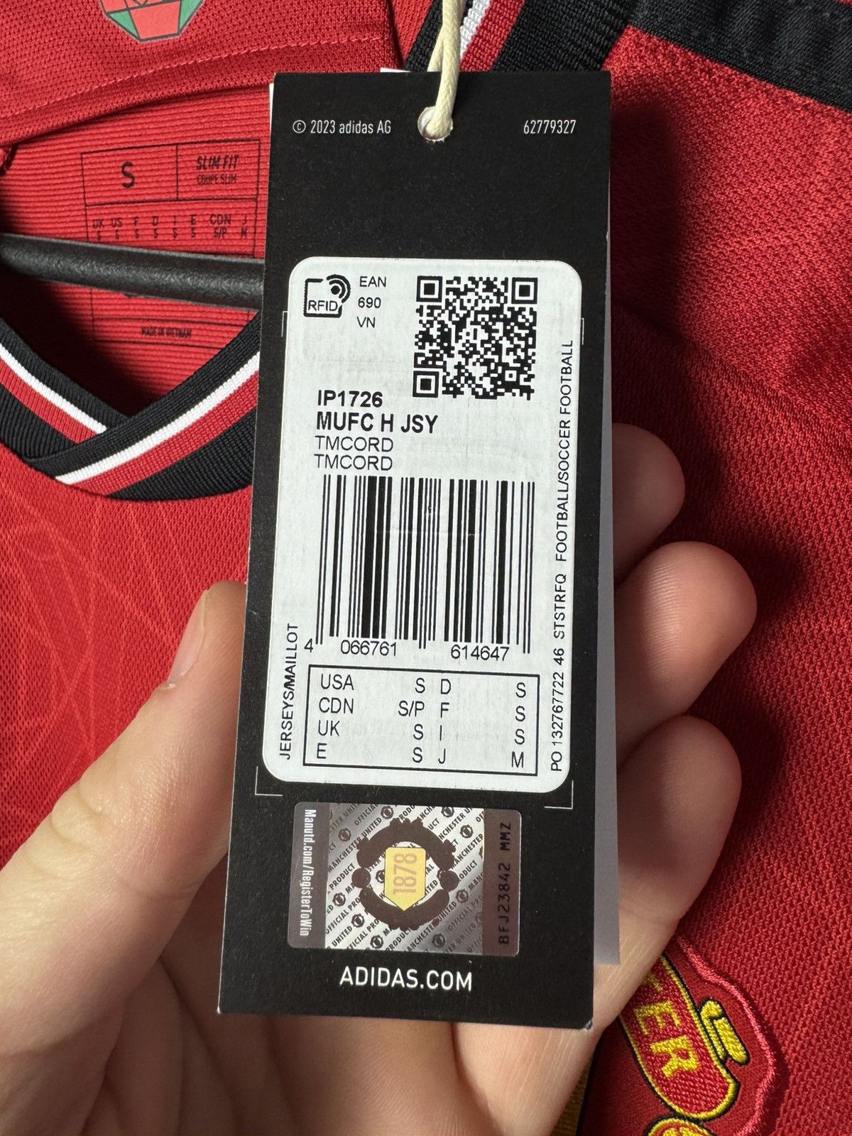 Adidas Manchester United 2023 2024 Home Shirt Soccer Jersey Adidas Size US S / EU 44-46 / 1 - 7 Thumbnail