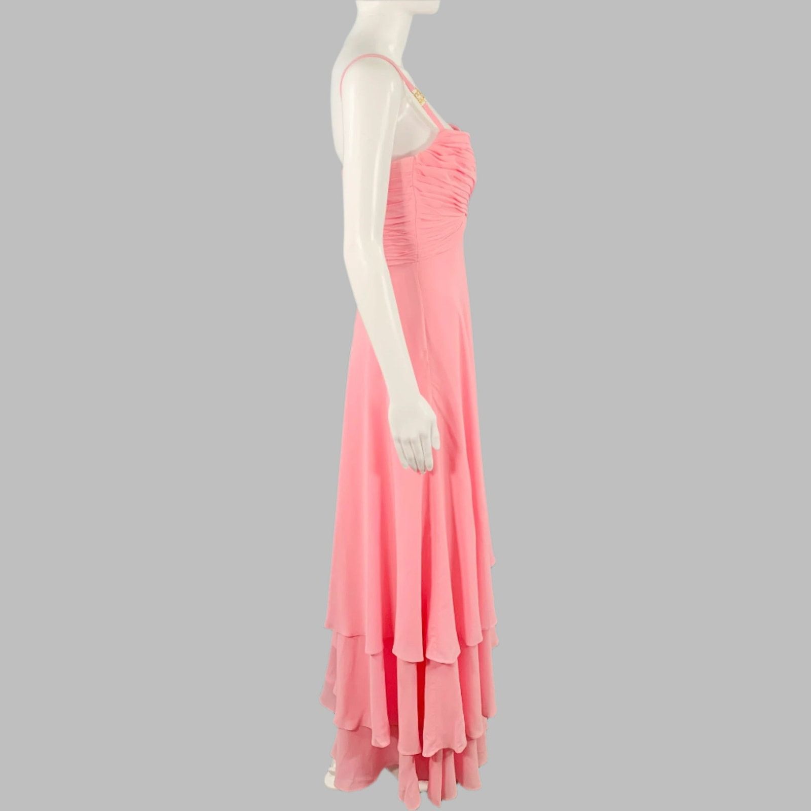 Escada Size 2 Pink Gold Silk Ruched Layered Evening Gown Size XS / US 0-2 / IT 36-38 - 3 Thumbnail