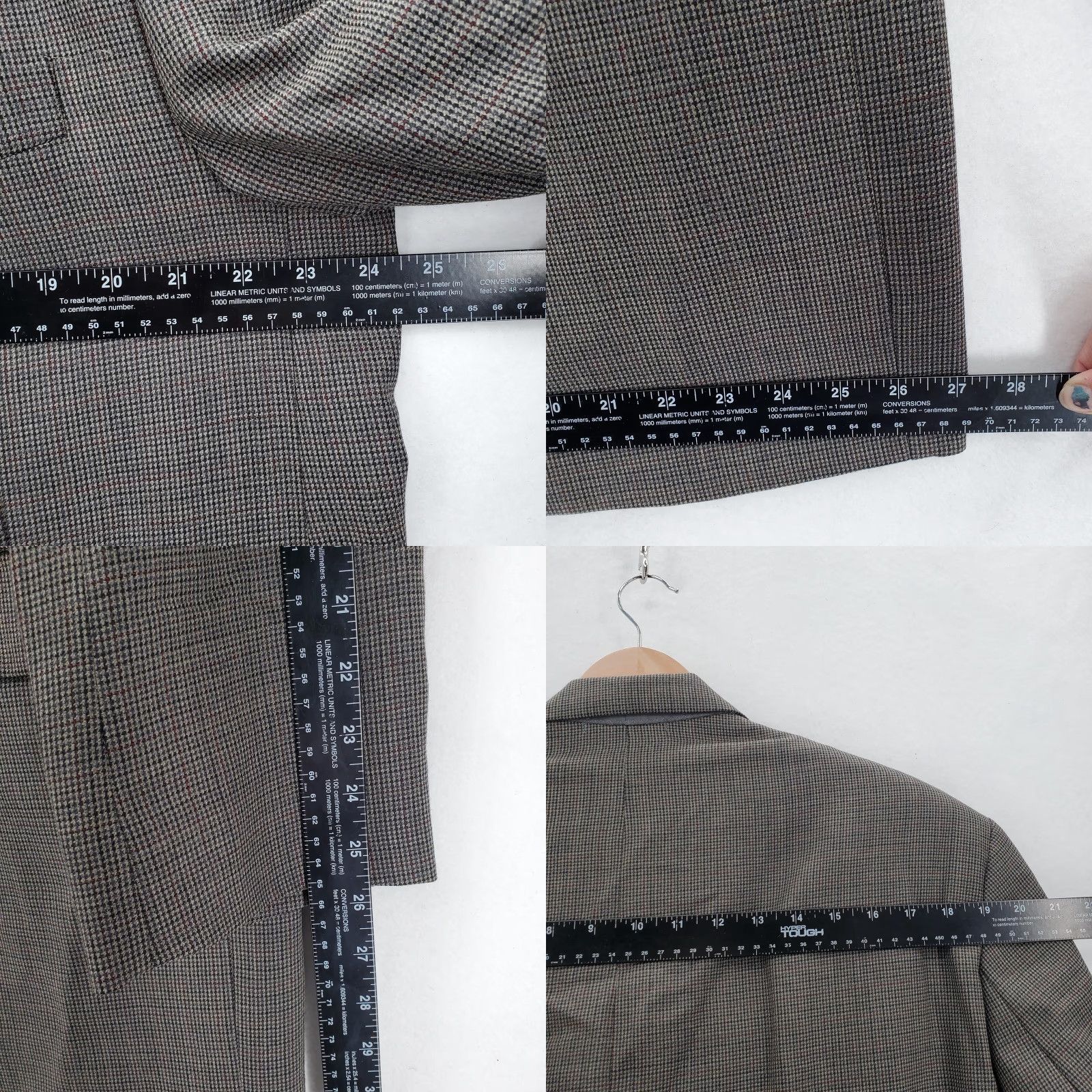Ralph Lauren VINTAGE Lauren Ralph Lauren Blazer Mens 48L Brown Gray Wool Houndstooth Two-Button Coat Size 48R - 8 Thumbnail