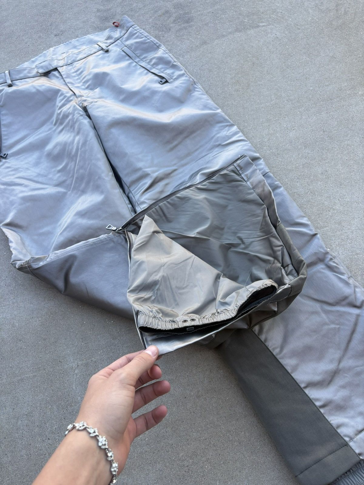 Prada Vintage 1990s Prada Linea Rossa Silver ski pants Size US 32 / EU 48 - 9 Thumbnail