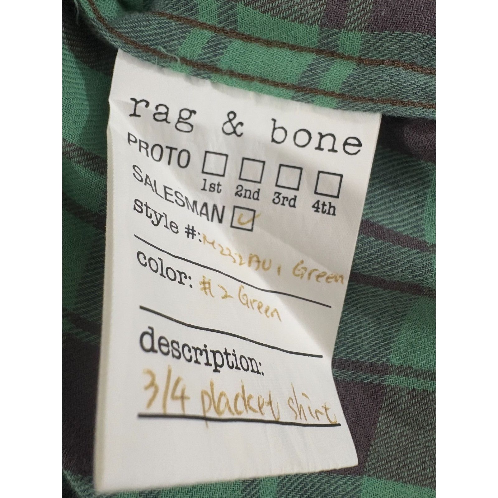 Rag & Bone Rag & Bone workweat 3/4 placket shirt size L color plaid gre Size US L / EU 52-54 / 3 - 3 Thumbnail