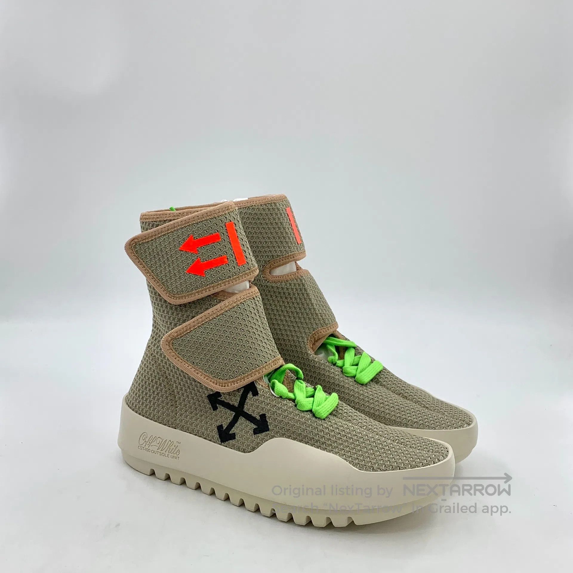 Off-White Off-White Brown Pointed Velcro Laced High Top Sneakers| Size US 4.5 / IT 34.5 - 2 Thumbnail