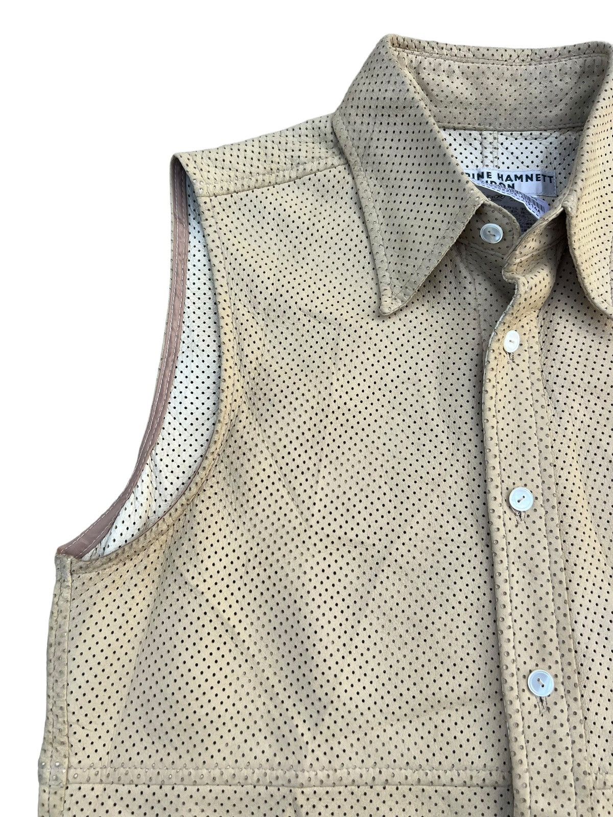 Katharine Hamnett London Vintage KHL Sheepskin Mesh Leather Shirt Sleeveless Size US S / EU 44-46 / 1 - 5 Thumbnail