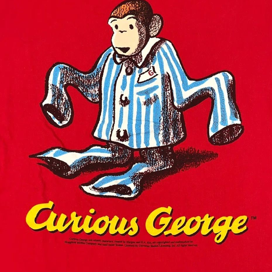George VINTAGE Curious George T-Shirt Adult Large Red Graphic Logo 90s Mens Size US L / EU 52-54 / 3 - 2 Thumbnail